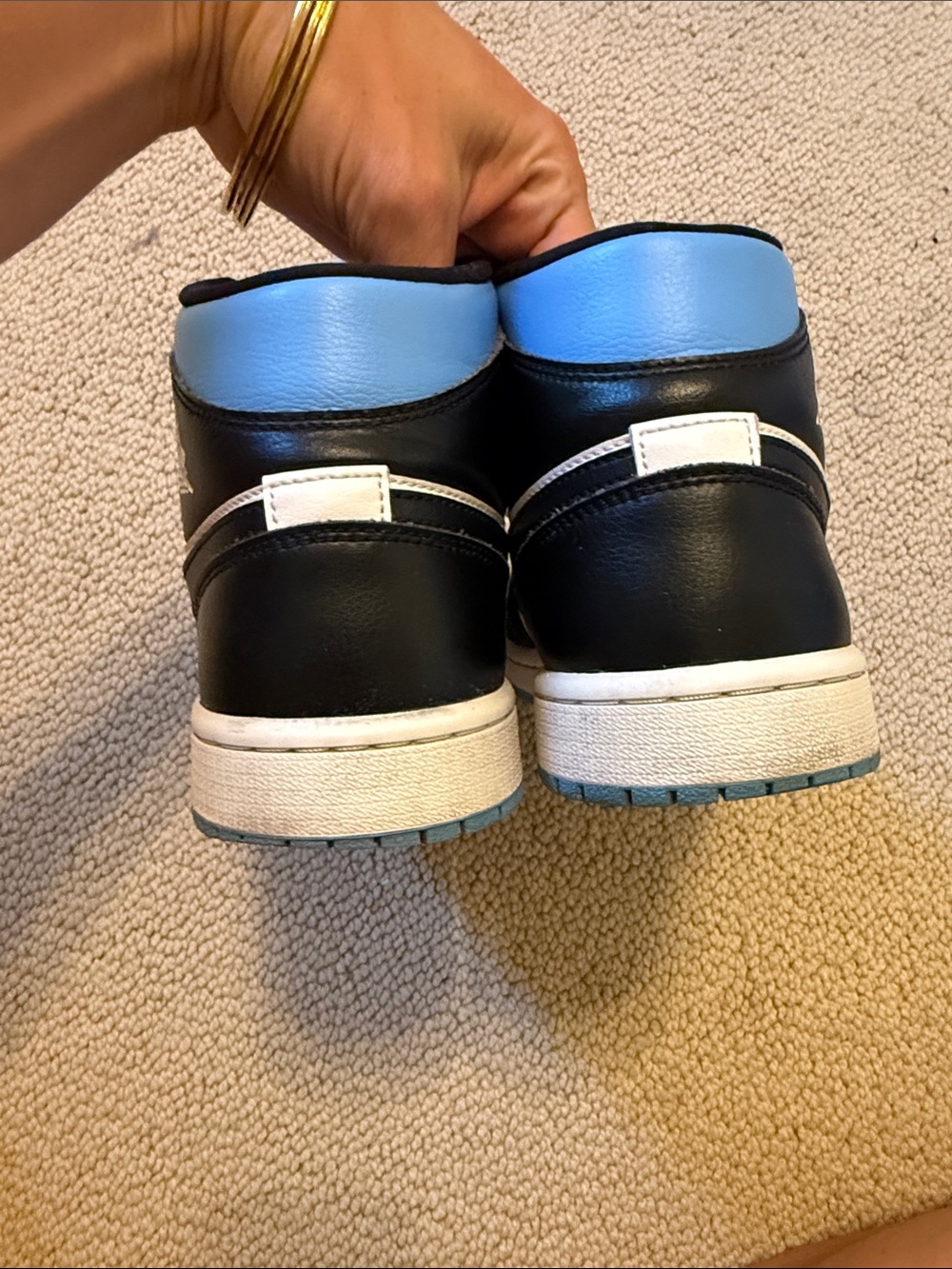 Jordan High-Top Sneakers White Black Light Blue - Picture 5 of 5
